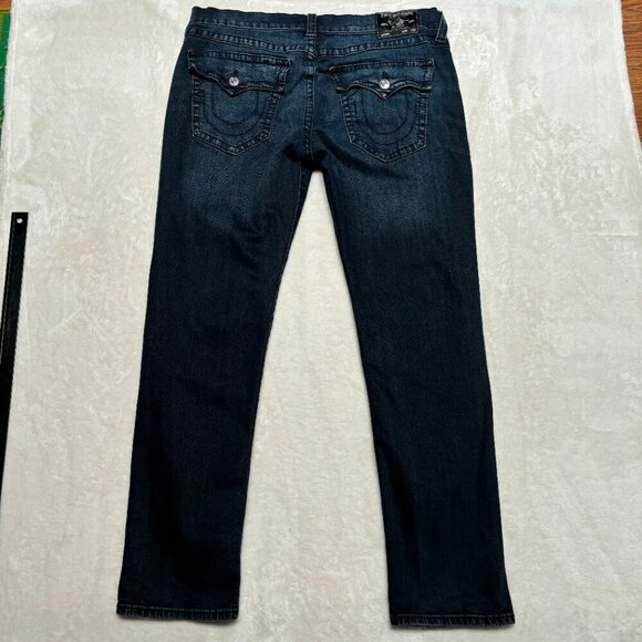 True Religion Men Geno Slim Fit Flap Big T Jeans Pants Dark Wash Size 40 - Picture 5 of 11
